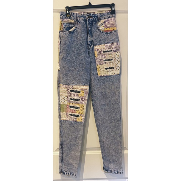 RARE Vintage Get Used! by Ellie Patchwork High-Waist 90’s Denim Jeans size 28 - Picture 2 of 8